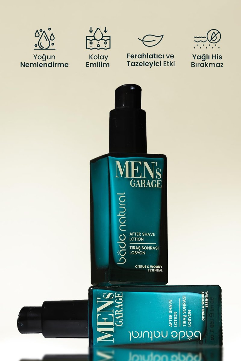 Bade Natural Men’s Garage After Shave Lotion for Men (50 mL) – Refreshing & Soothing Post-Shave Moisturizer with Natural Botanicals, Calms Irritation, Hydrates Skin, Citrus & Woody Scent