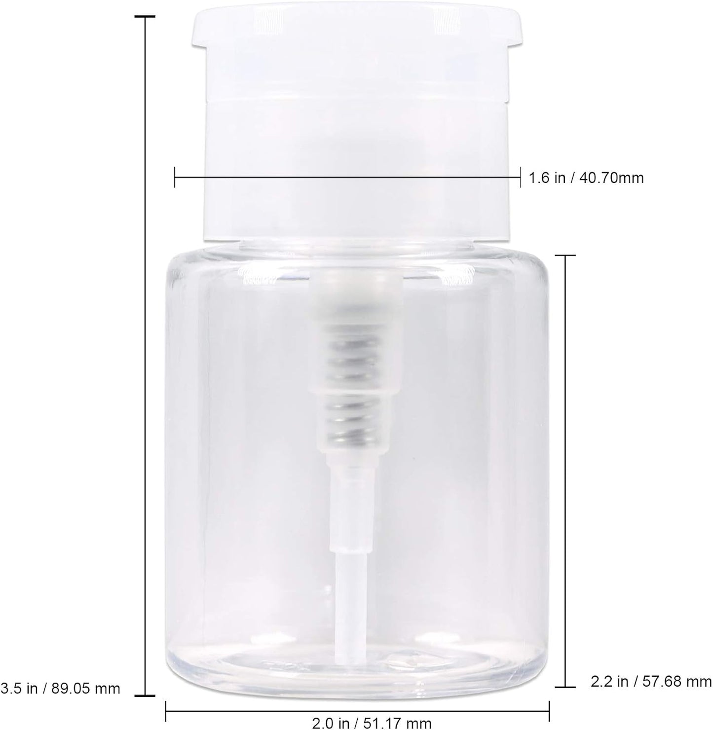 Clear Push Down Pump Dispenser - 3oz Refillable Empty Bottle | Lockable Travel Cosmetic Packaging for Nail Polish