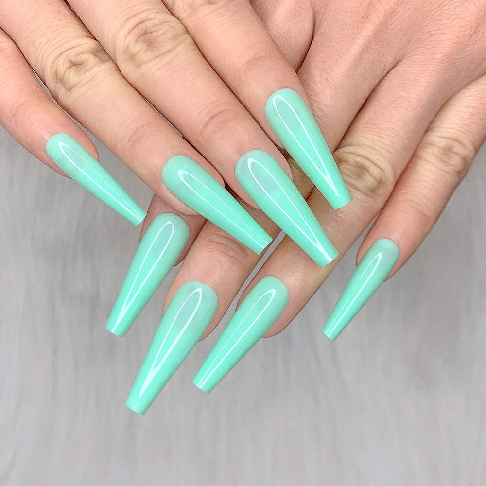 Ballerina Long Coffin Glossy Fake Nails - 24pcs Red Press-On Nail Tips for Women