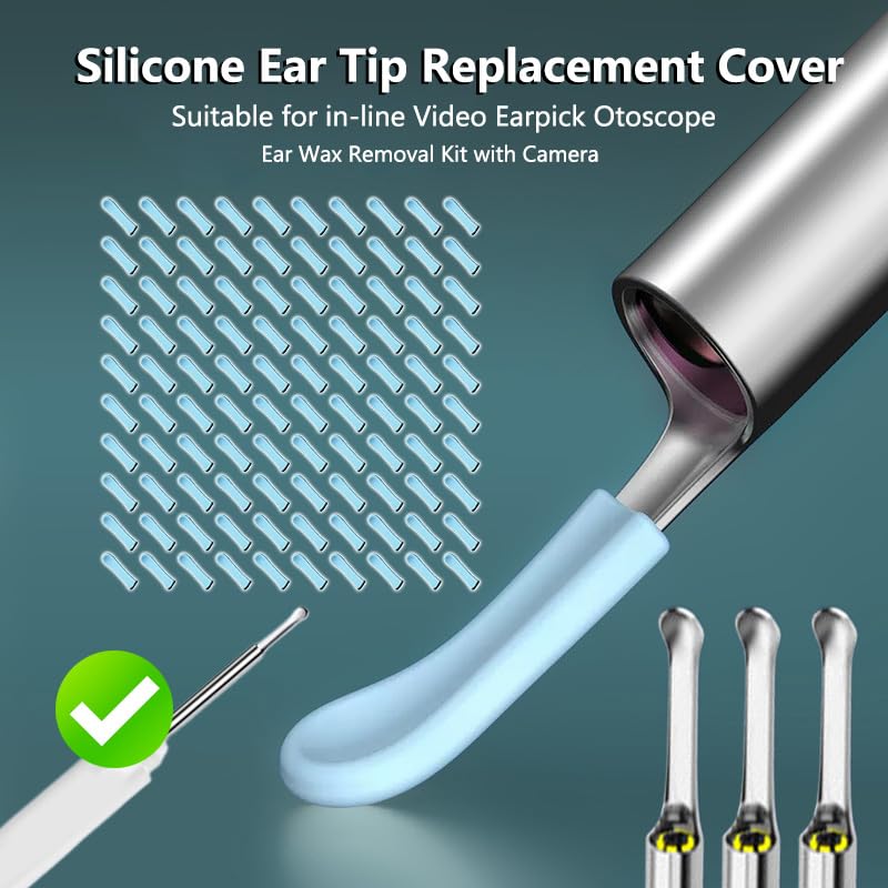 100 Silicone Ear Cleaner Replacement Tips for 3.5mm Ear Scoops