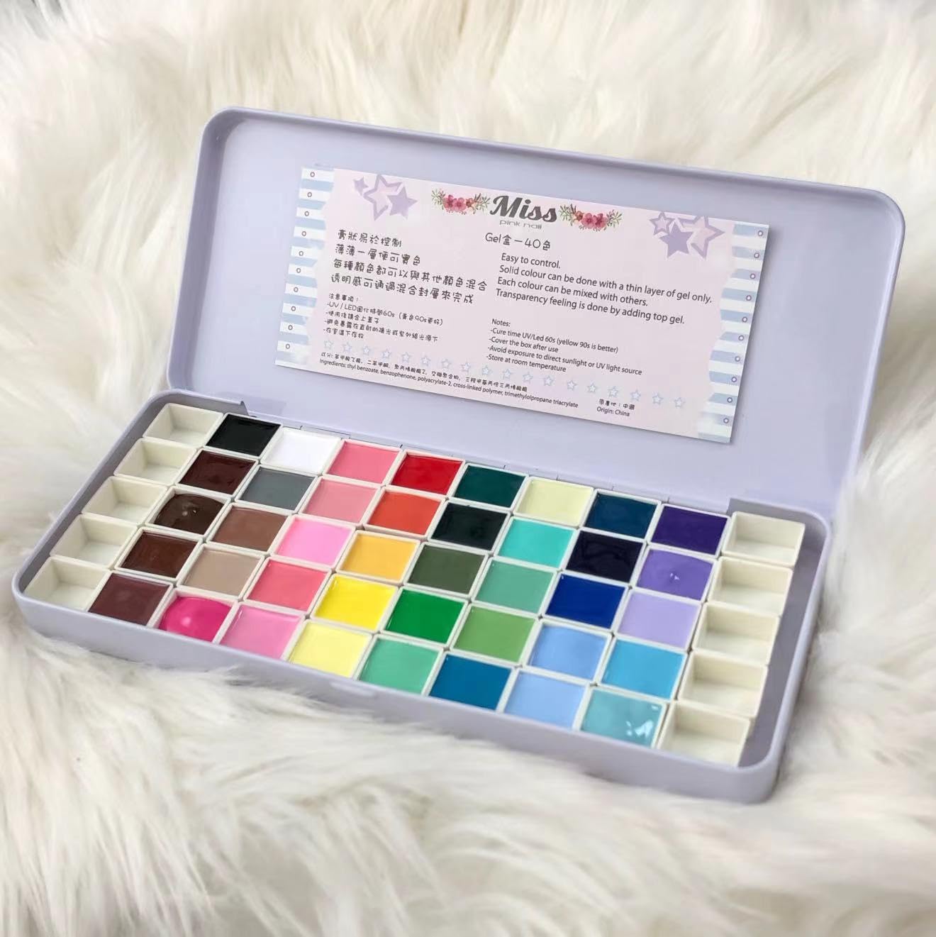 YJMyujimi Gel palette Painting gel for nail art non wipe 40colors individual squares UV LED for DIY nail salon tpo hema free