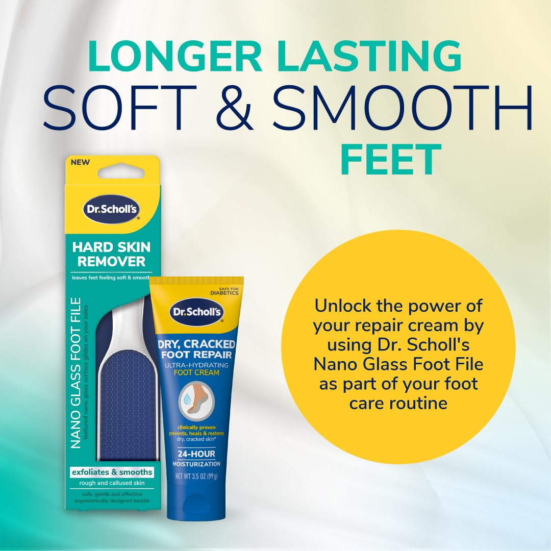 Dr. Scholl's Foot Callus Remover - Durable Nano Glass Foot File for Smooth Skin | Hygienic Pedicure Tool
