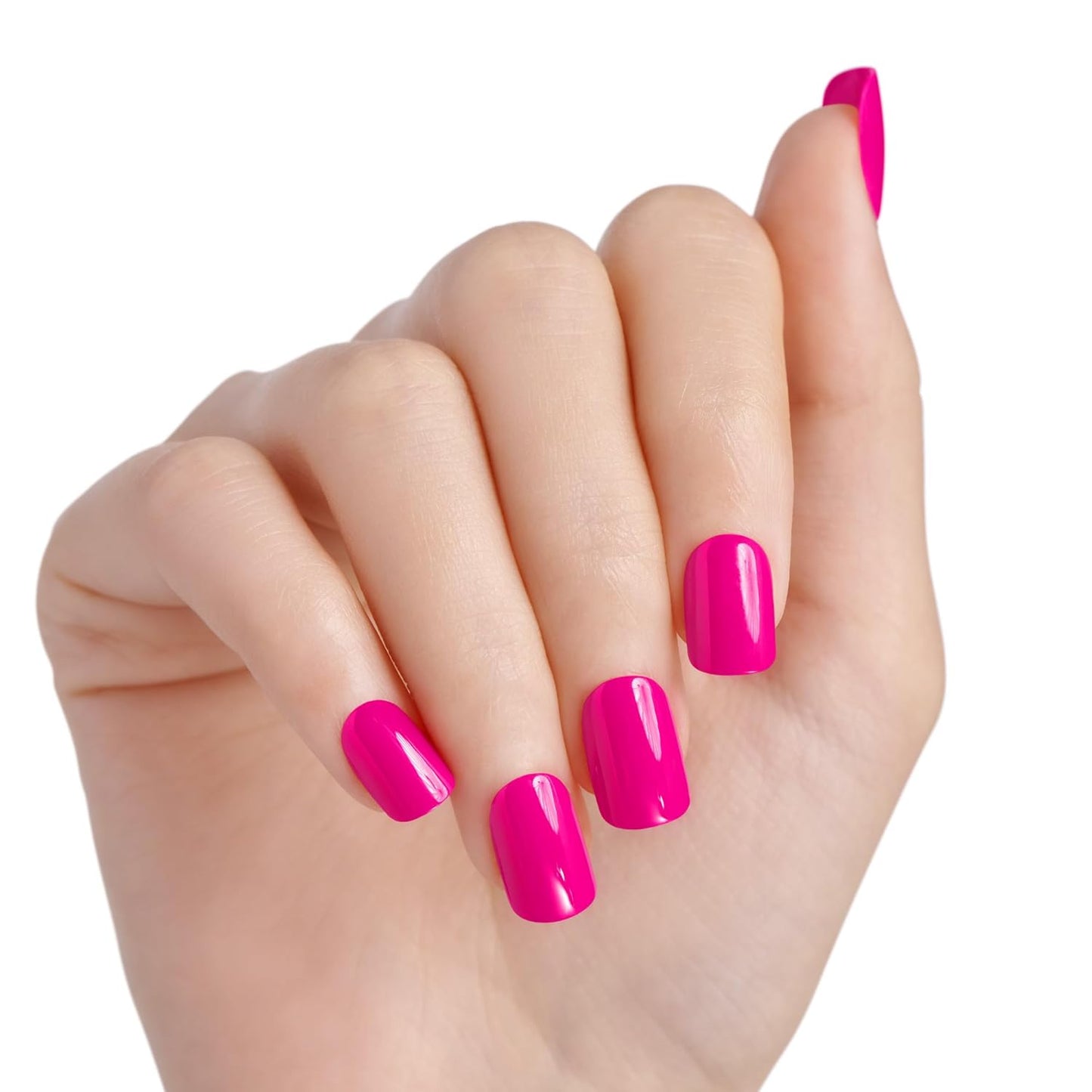Impress No Glue Press On Nails - 'All Smiles' Pink Squoval Short | 30 Nails, Prep Pad & Manicure Kit
