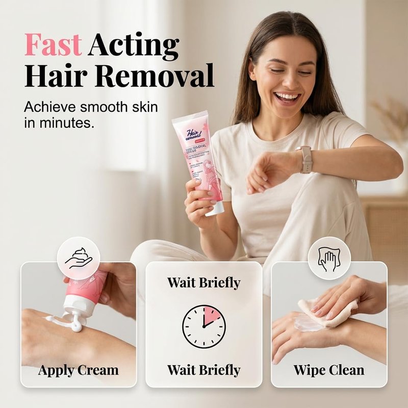 Painless Hair Removal Cream, 2026 New Upgrade Depilatory Cream, Gentle Intimate Hair Removal, Moisturizing Body Hair Removal for Men and Women (3, 300g)