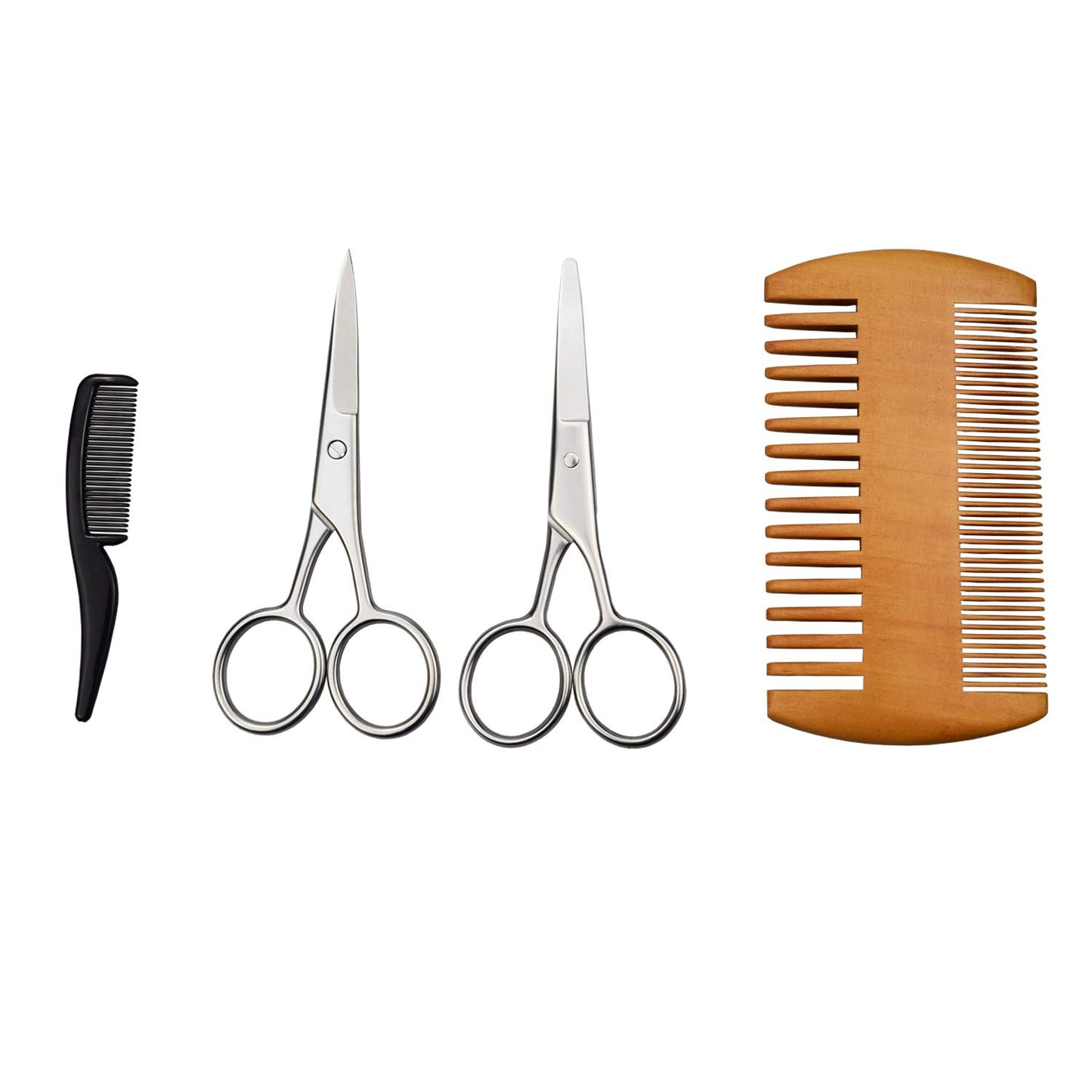 Motanar 4-Piece Beard Scissors Set, Grooming Scissors, Mustache & Beard Combs, Storage Bag