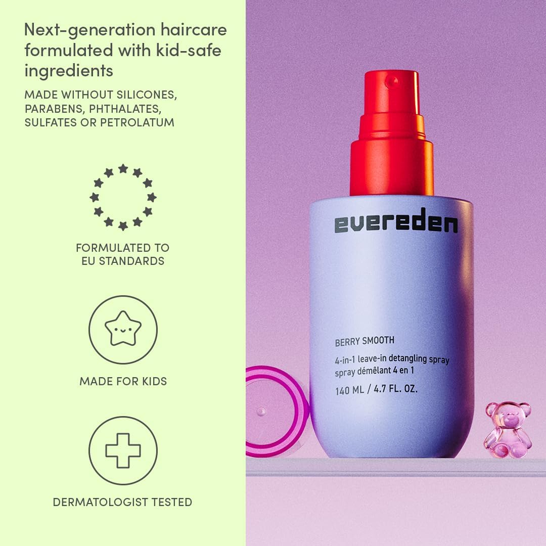 Evereden Detangler Spray for Kids - 4-in-1 Leave-In Conditioner | Paraben-Free, Vegan, 4 fl oz