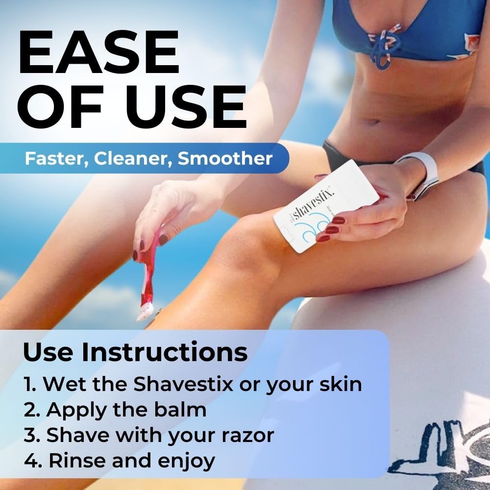 Travel Shaving Cream Stick 2.75 Oz | Blue Water Scented Coconut Based Razors, Shavers Friendly Hair Removal Cream Bar | Shavestix Shave Stick Sub Foam, Gel, Soap, Shaving Cream Women, Men