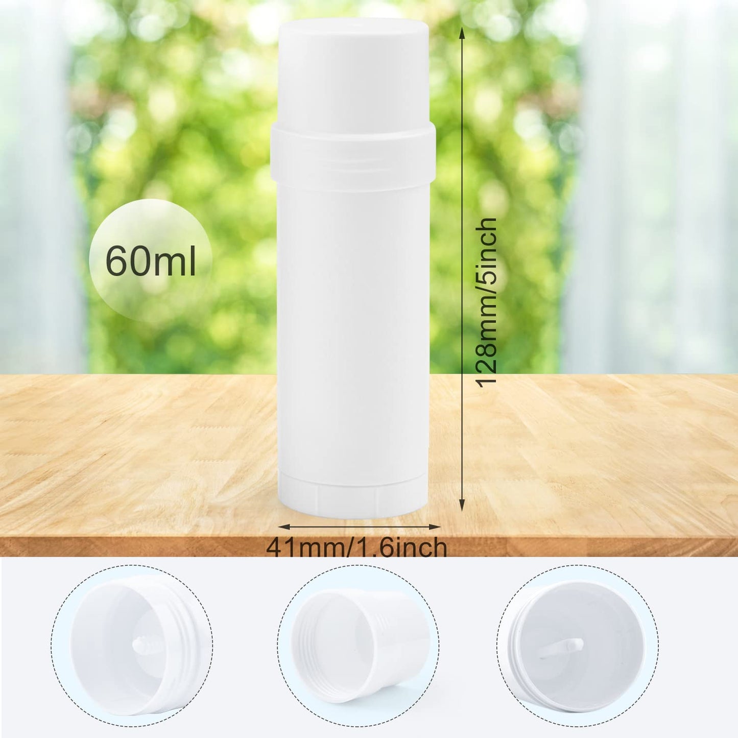 Cositina 60ml/2oz Plastic Deodorant Containers Round Twist Up Empty Bottles Refillable Stick Deodorant Tubes for Heel Balm Lotion Bar Crayon DIY Lipstick - 8 Pack