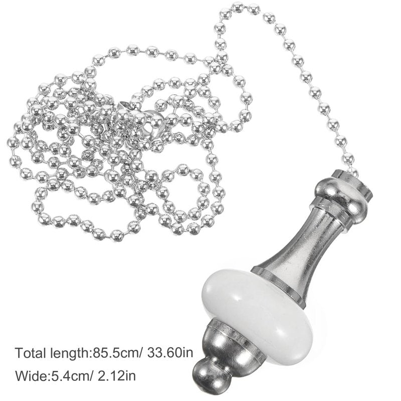 POPETPOP 33.6 Inch Ceiling Fan Pull Chain - White Ceramic Pendant Light Extender, Decorative Extension for Ceiling Light Lamp Fan Chain - Easy to Install