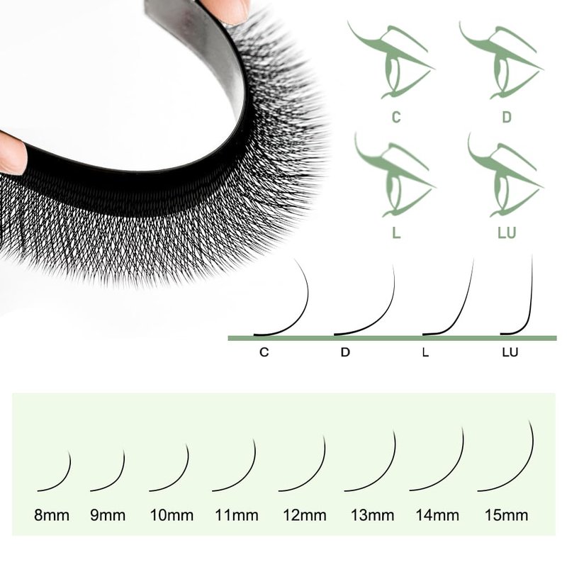 NATUHANA 4D YY Eyelash Extension Colored 0.10mm C Curl 9-15mm Mixed Tray Premade Fan 2D Y Shape Volume Lash 12 Rows Color Lashes (9-15 MIX, Black, 0.10 C)