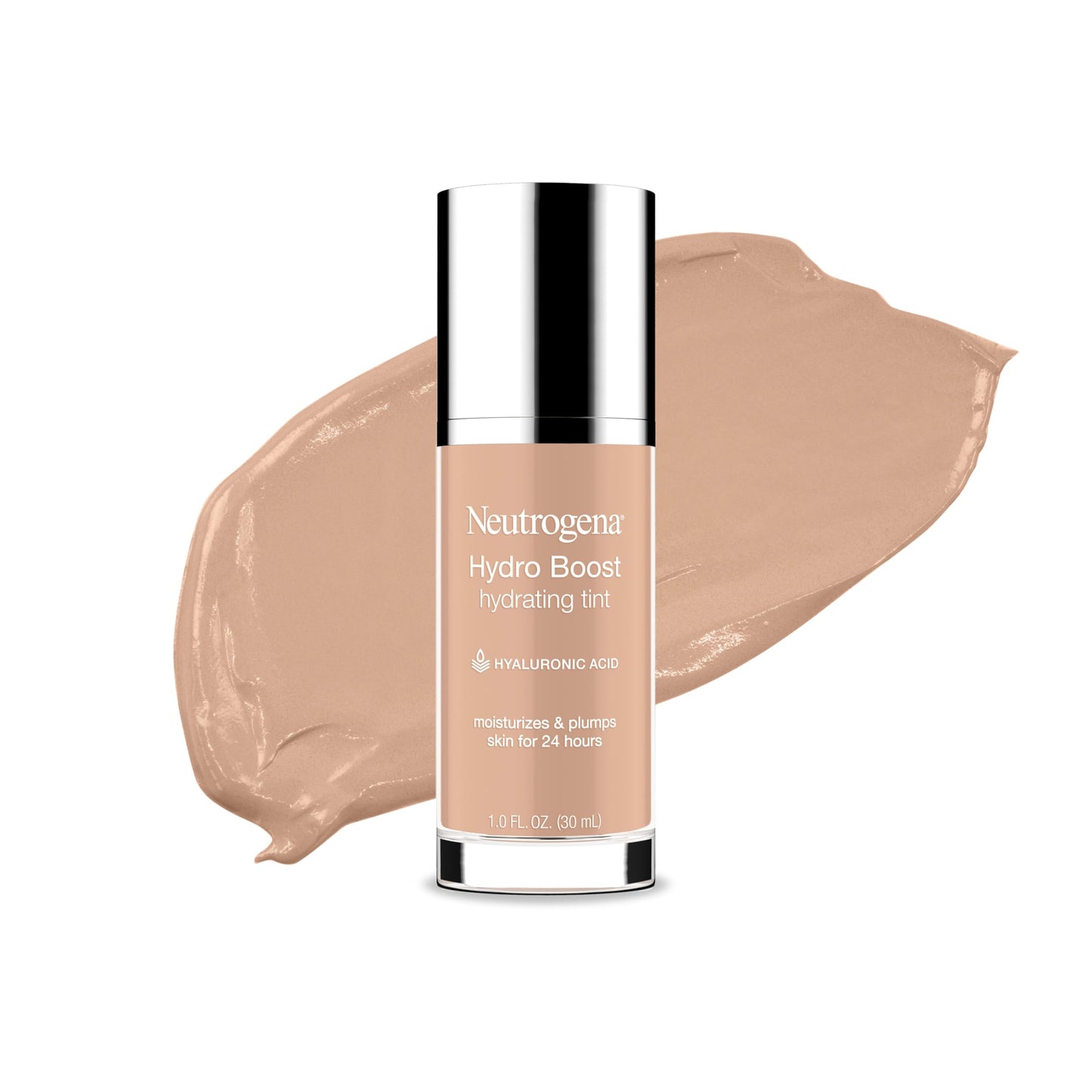 Neutrogena Hydro Boost Hydrating Tint, Lightweight Foundation for Dry Skin, Hyaluronic Acid, Moisturizing Skincare Makeup, Oil-Free, Water-Gel, Smooth Natural Coverage, Buff 30, 1.0 fl oz
