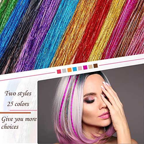 Juinte Hair Tinsel Kit with 1440 Glitter Strands & Feather Extensions