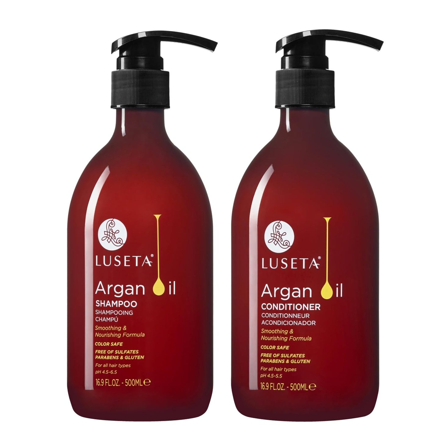 Luseta Deep Hydrating Hyaluronic Acid Shampoo & Conditioner Set - Sulfate-Free Moisturizing Hair Care with Shea Butter & Avocado Oil | 2 x 16.9oz