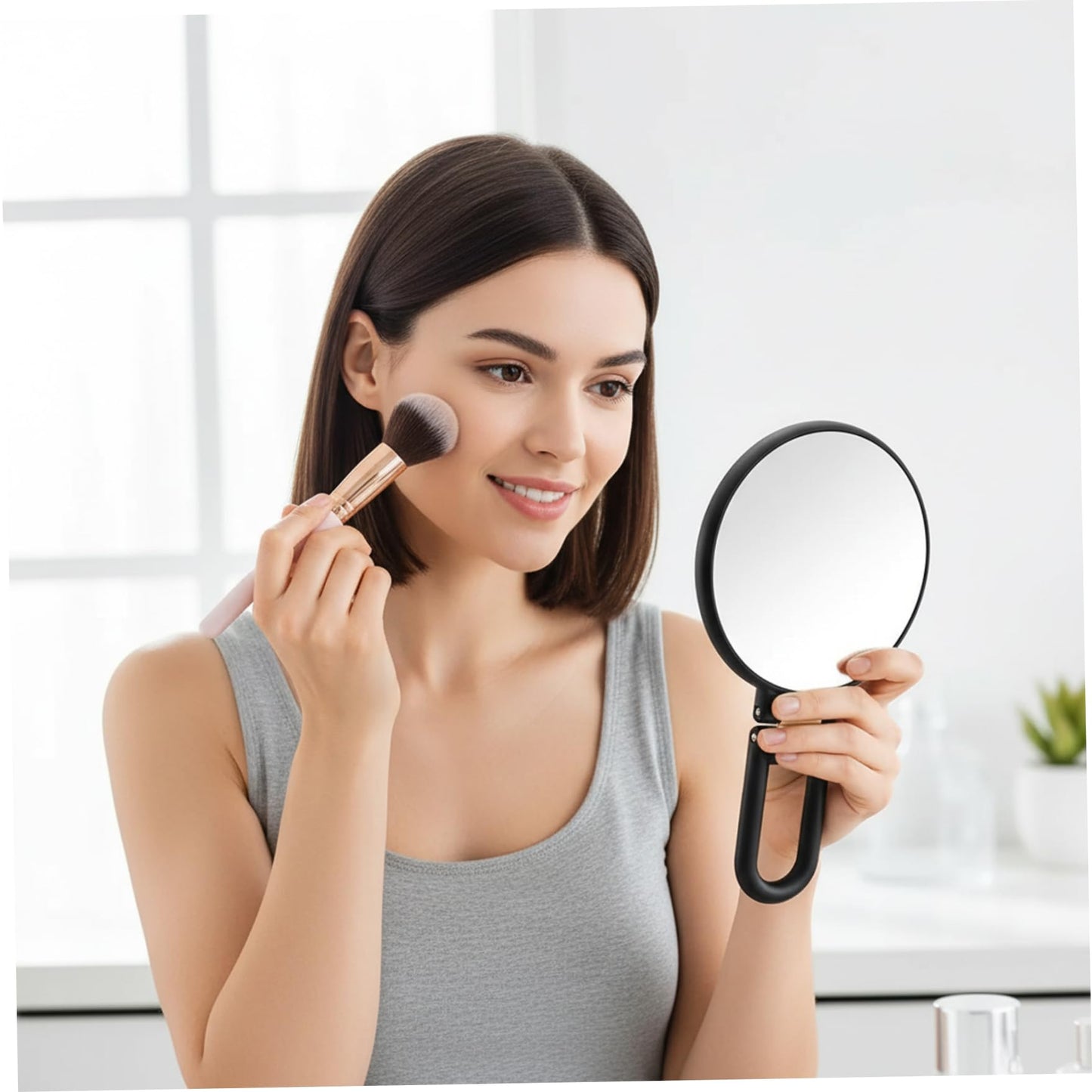 Tsawntd 50X Magnifying Mirror, Double-Sided Magnifying Makeup Mirror with 360° Adjustable Handle, Handheld/Wall Mount/Tabletop Design for Makeup