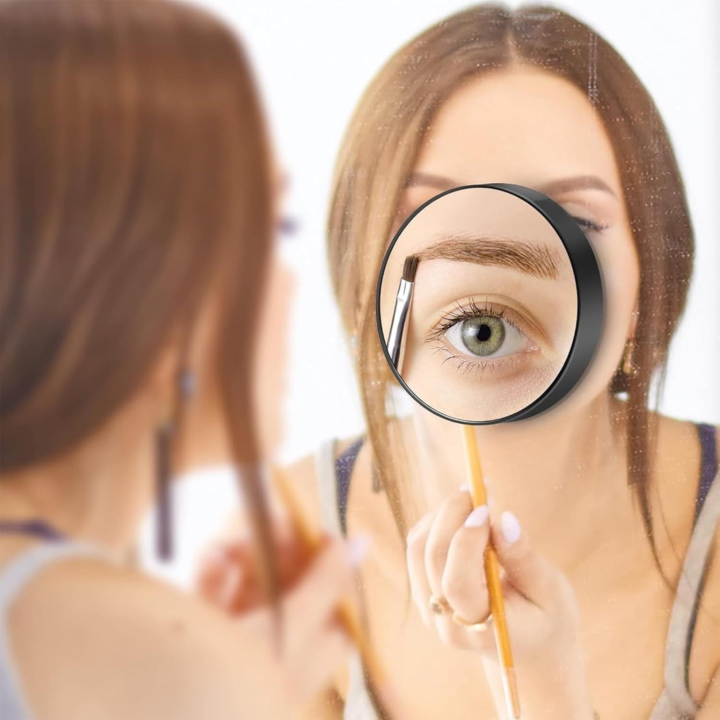 50X Magnifying Makeup Mirror - 3.5 Inch Compact Round Design with 2 Suction Cups | Perfect for Eyebrow Tweezing, Blemish Removal, Beard Grooming