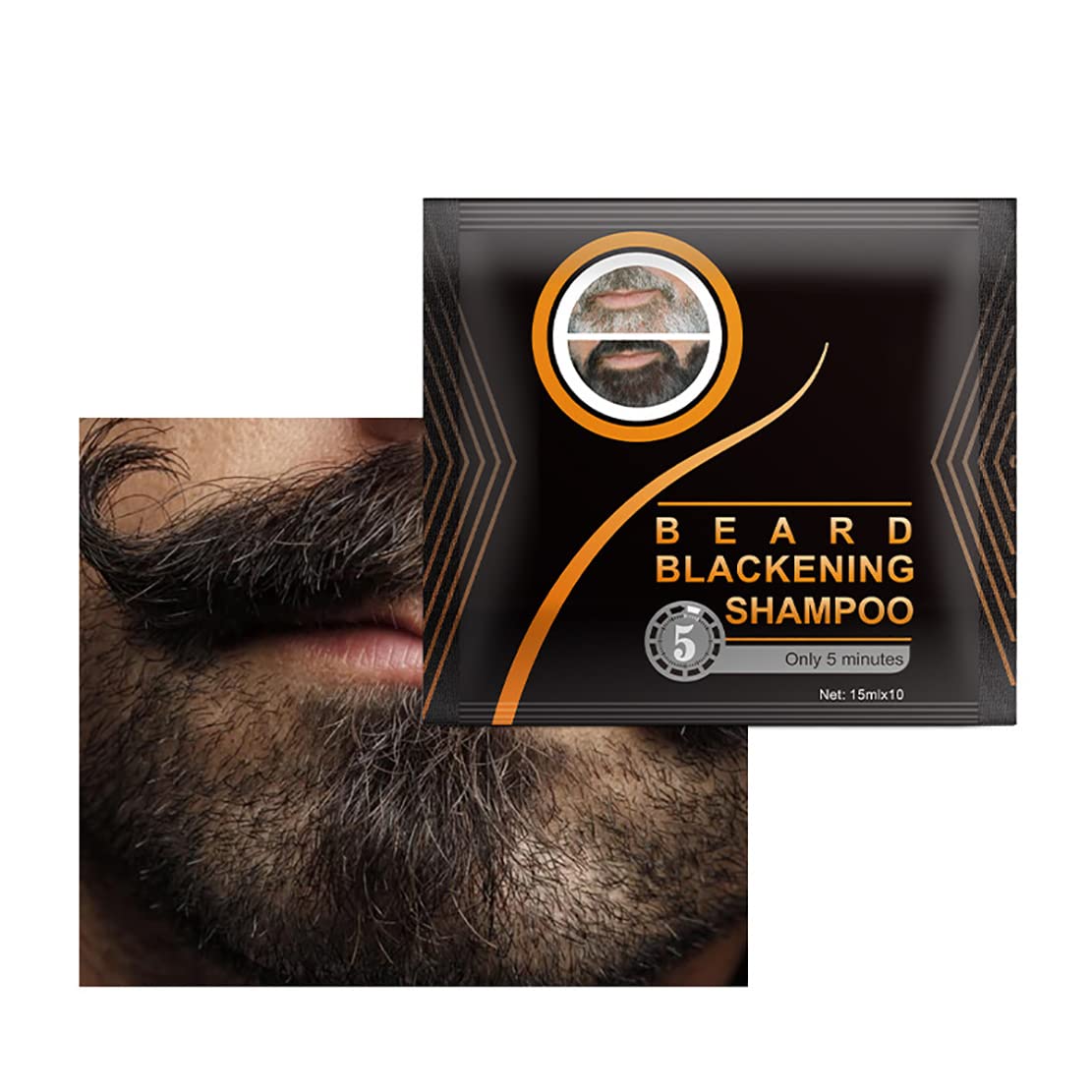 Natural Darkening Beard Blackening Color Shampoo, Beard Coloring for Men Dye Shampoo (1Box/10Pcs)