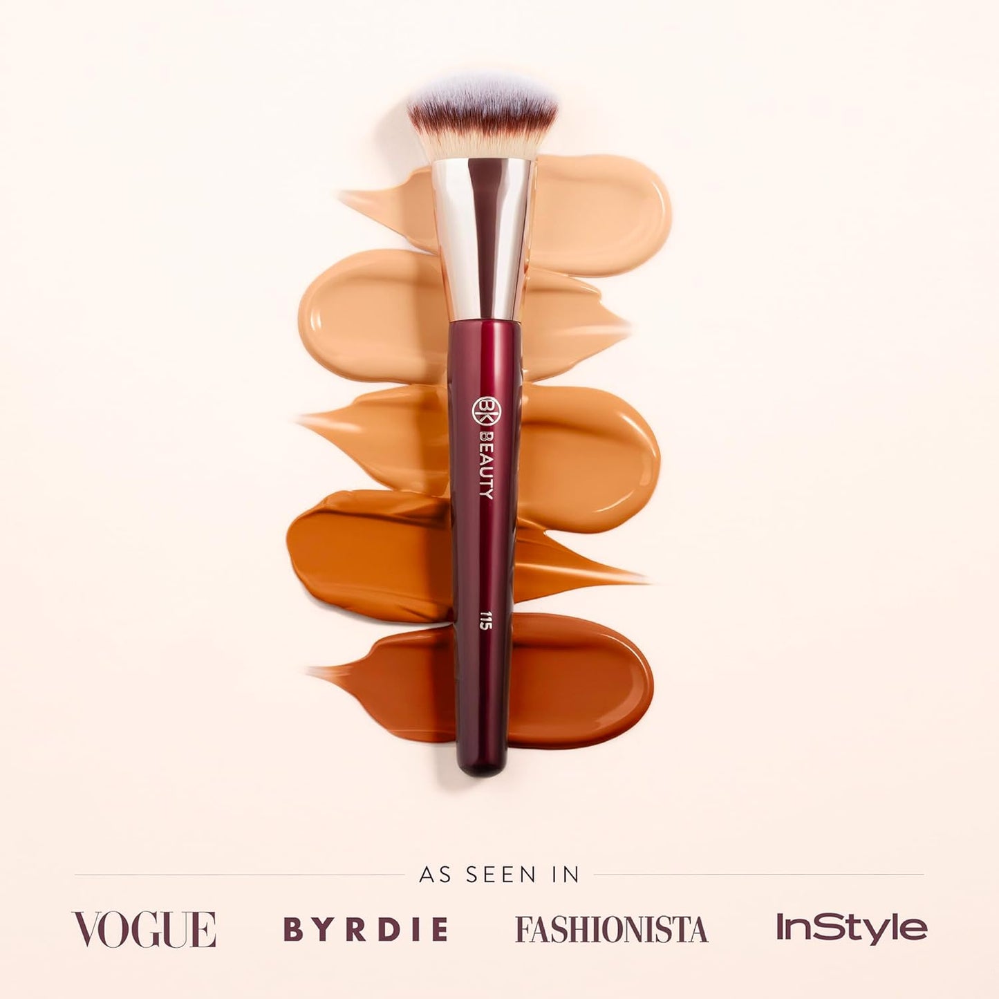 BK Beauty Medium Contoured Foundation Brush - Perfect for Liquid Makeup | Flawless Application & Blendability
