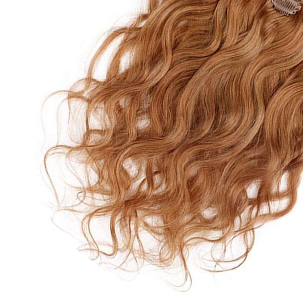 #30 Brown Clip in Hair Extensions Real Human Hair, 14 Inch 120g/7Pcs,Full Shine Remy Human Hair,Light Brown Body Wave Clip ins Brazilian Virgin Human Hair Extensions
