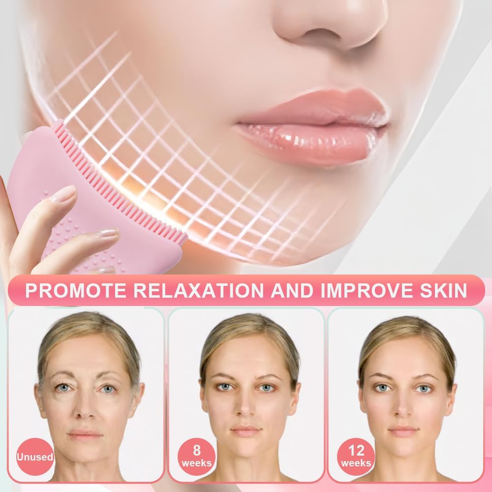 Lymphatic Contour Face Brush - Silicone Massager for Drainage & Sculpting | 2-Piece Set with Travel Case