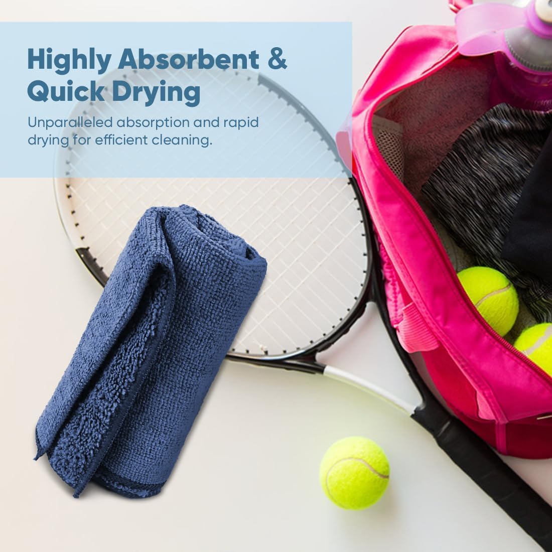 Quick Drying Face Towels - Super Absorbent Wash Cloths for Body & Face | Pink, Light Blue, Green, Navy Blue