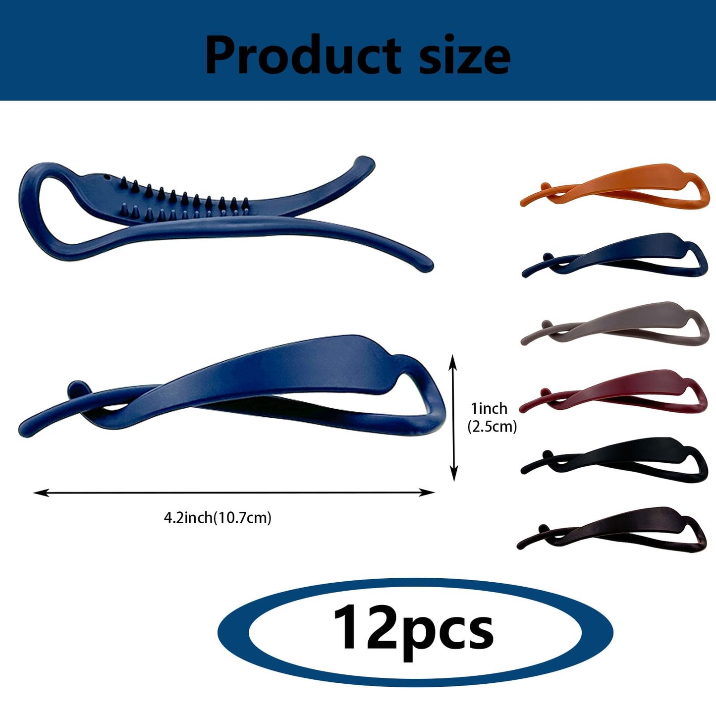 12 Pcs Banana Hair Clips for Women, French Twist Hair Barrettes, Flat Hair Claws, Minimalist Ponytail Holders, Strong Hold Hair Pins Fashion Hair Accessories for Girls Daily Wear