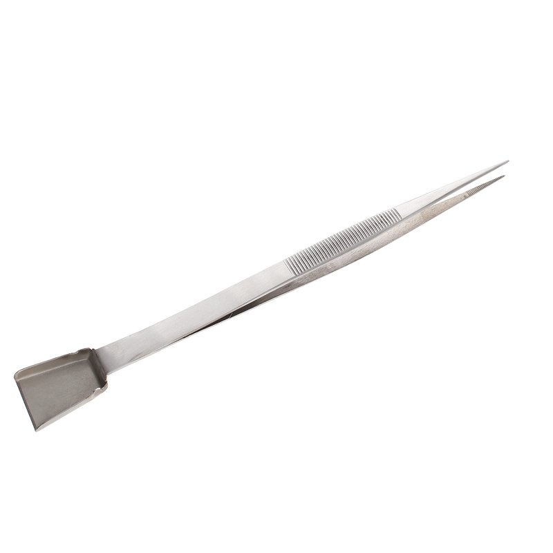 The Beadsmith Tweezers with Shovel - 7 inches long, 1.4mm serrated tip - Shovel for picking up small pieces - Stainless Steel - Precision Tool for Crafting and Jewelry Making