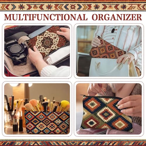Kilim Cosmetic Bag Set - 9 Vintage Boho Makeup & Toiletry Bags for Women