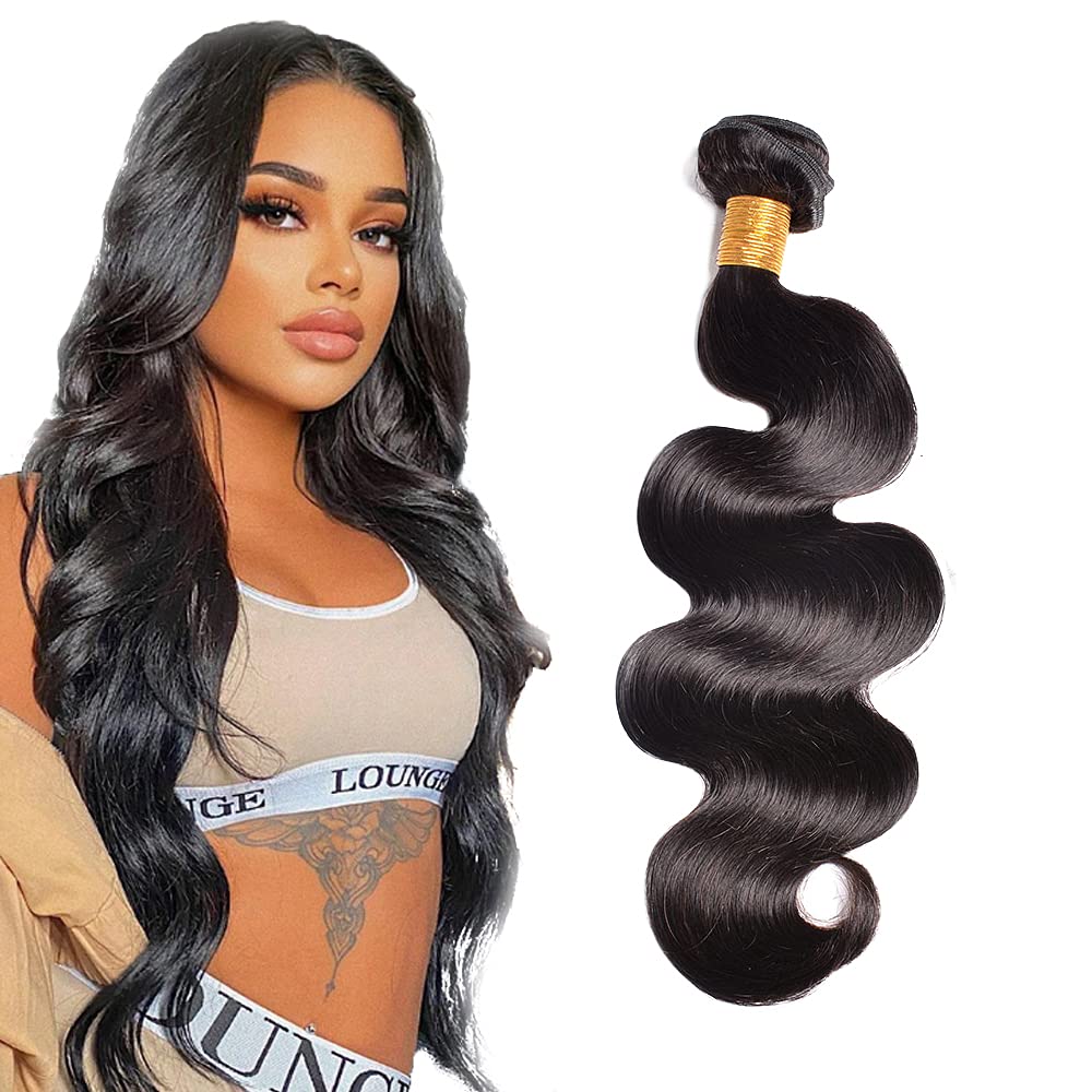 34 Inch Body Wave Bundles Human Hair Bundles Brazilian Remy Hair #1B Natural Black Color 50 Grams/Bundle Unprocessed Virgin Hairs Body Wave 1 Bundle Weaves Hair Extensions