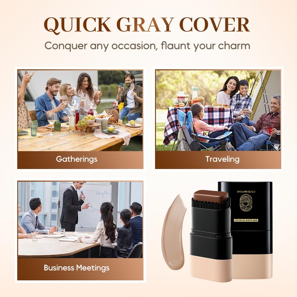 Hair Dye Stick - Waterproof 2-in-1 Portable Hair Coloring Comb for Quick Touch-Ups | Black Brown