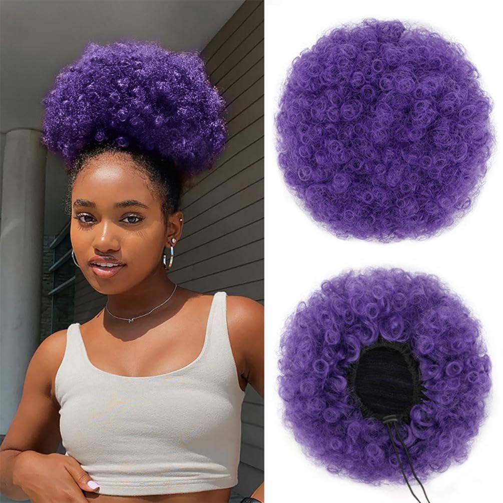 Afro Puff Drawstring Ponytail for Black Women - Premium Ombre Gray Bun | Stylish & Versatile Hair Accessory
