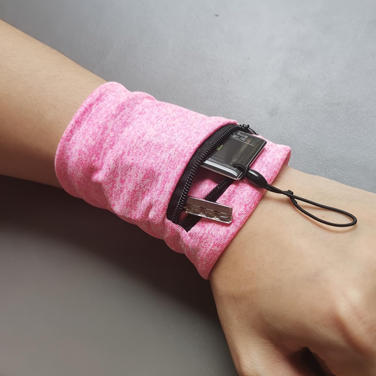 Unisex Wrist Wallet Bag - Durable Polyester Zipper Pouch with Adjustable Strap | Grey, Perfect for Gym, Running & Travel