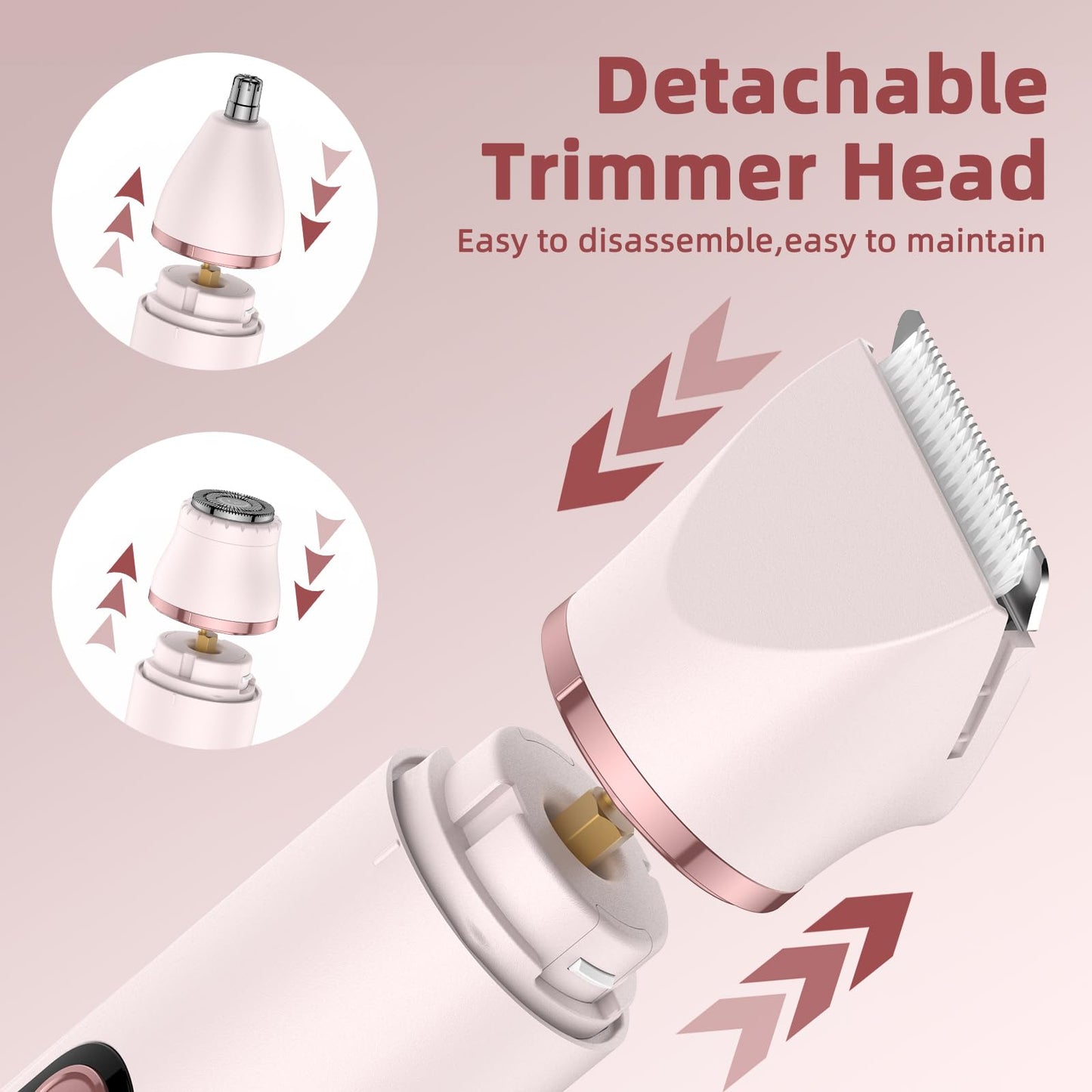 Bikini Trimmer for Women, Nose Hair Trimmer, Painless Electric Razor, Smooth Facial Hair Remover, Body Hair Trimmer for Legs and Armpit