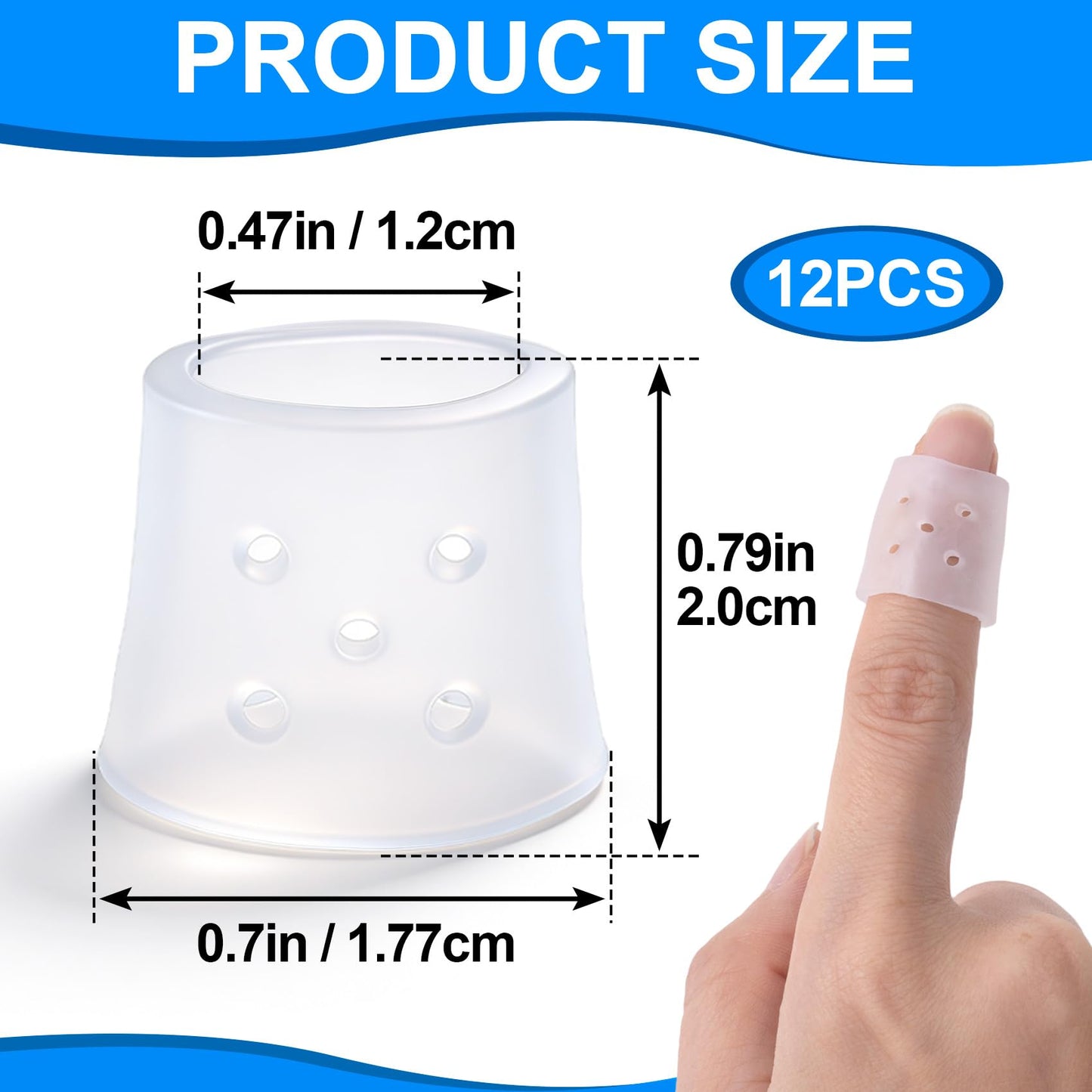 PAGOW 12pcs Finger Covers for Skin Picking, Reusable Silicone Stop Nail Biting Finger Guard, Breathable Anti Skin Picking Finger Gloves for Nail Biting Prevention, Cuticle Protection, Cracked - Clear