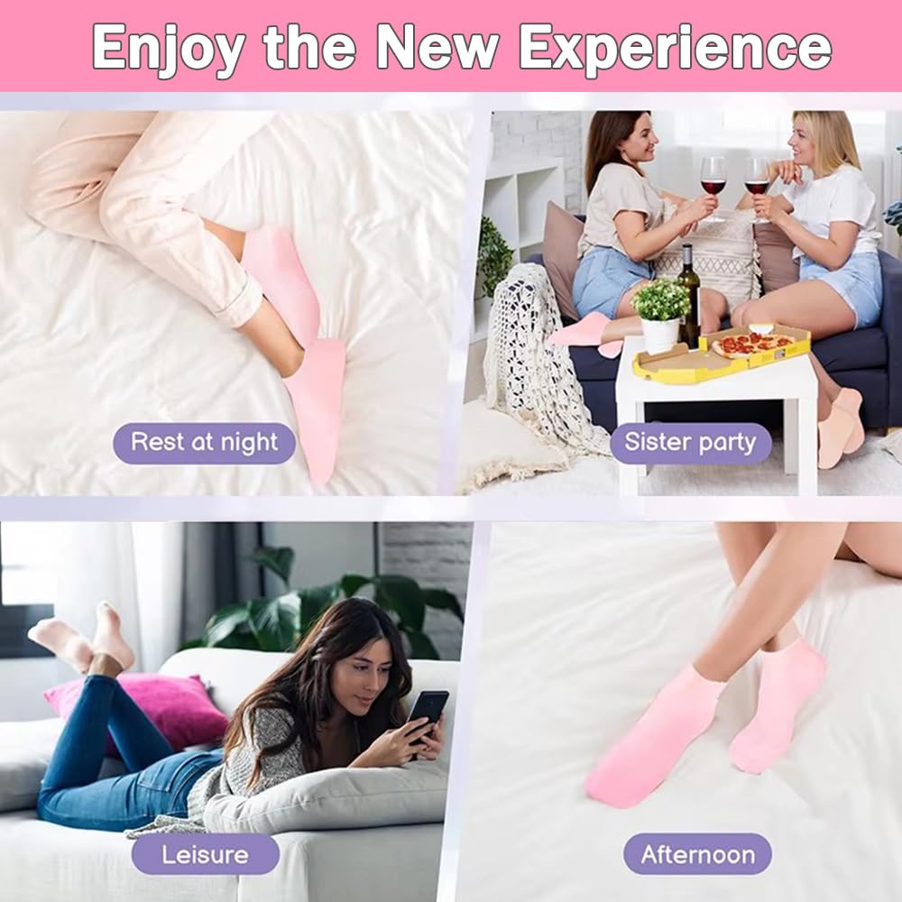 2 Pairs Silicone Socks for Dry Cracked Feet Women Silicone Moisturizing Socks for Women Foot Care After Pedicure Aloe Infused Spa Gel Socks Foot Covers for Repairing Rough Skin Heels Calluses