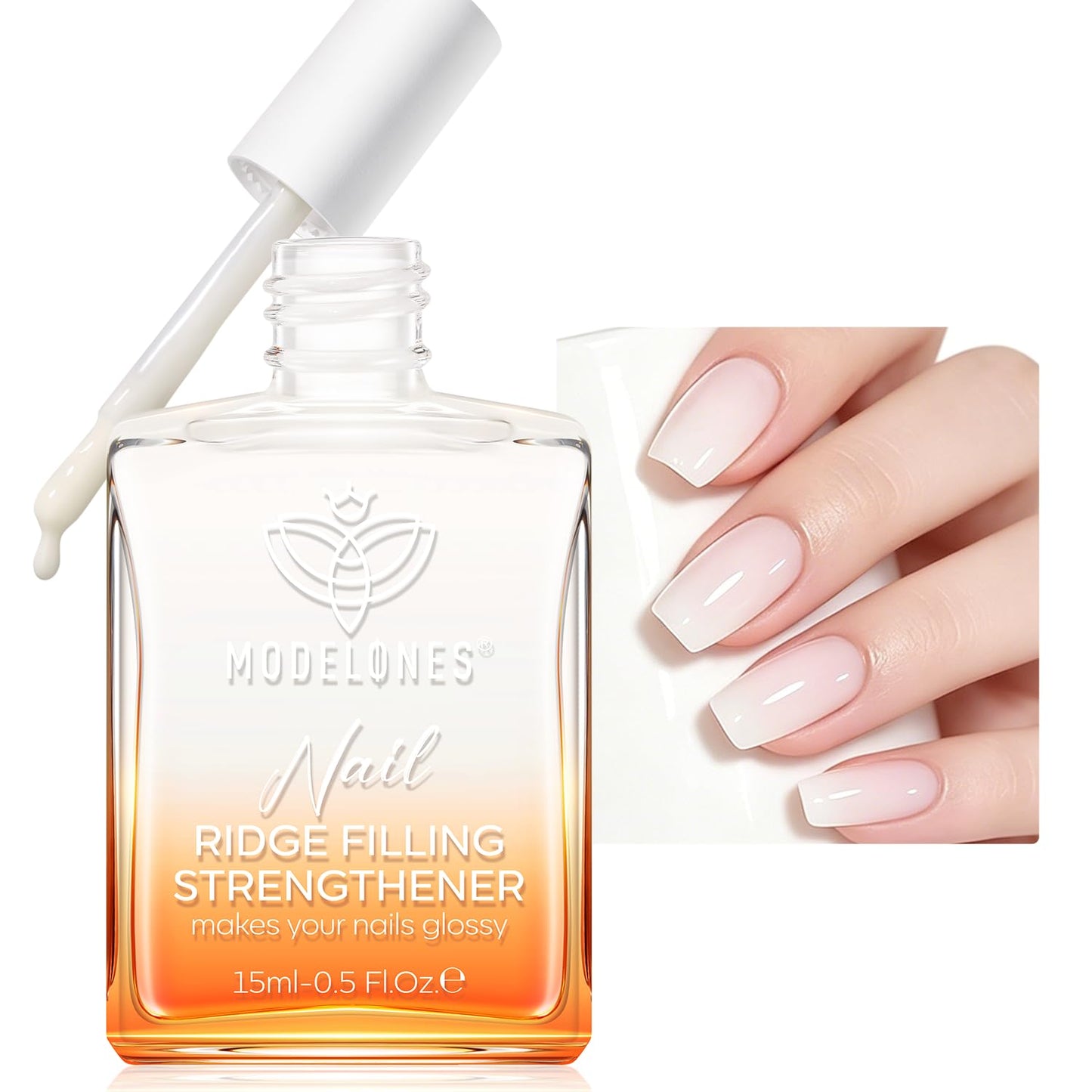 Modelones Nail Strengthener & Growth | Extra Strong Clear Nail Polish for Damaged Nails - 15ml