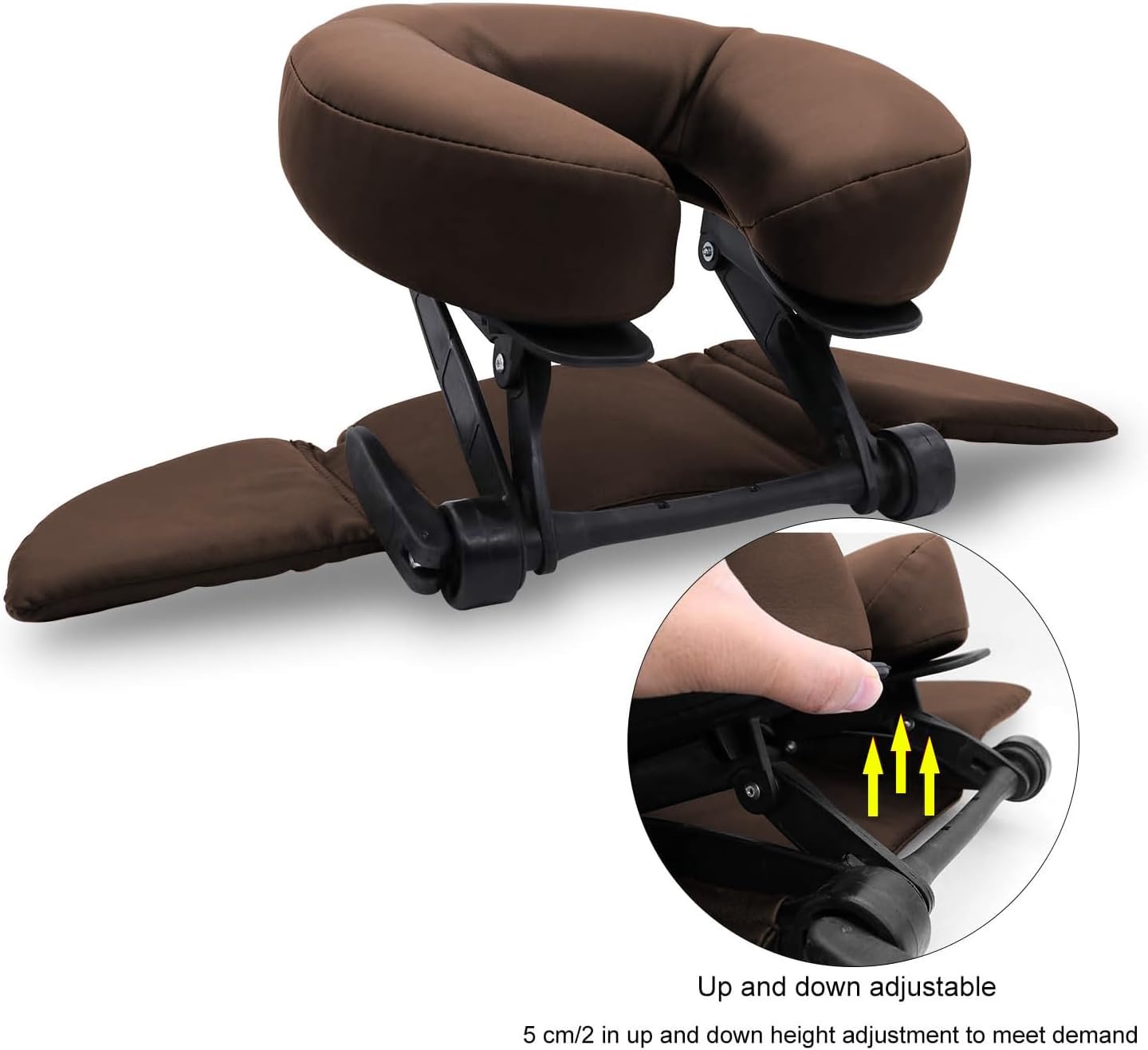 Face Down Tabletop Massage Kit - Adjustable Headrest Pillow in Dark Brown