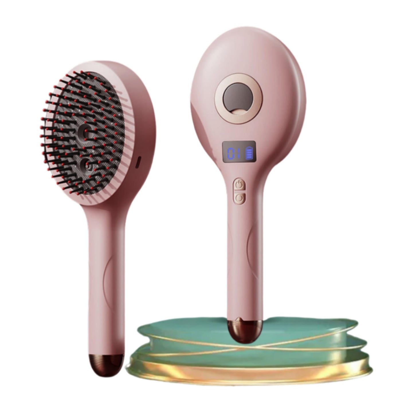 Hair Brush with Water Spray, 2-in-1 Hydrating Styling Brush, Wet & Dry Tangle-Free Brush with Soft Bristles, Adds Shine & Smooth, Reduces Frizz for Women & Men (Pink)