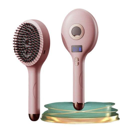 Hair Brush with Water Spray, 2-in-1 Hydrating Styling Brush, Wet & Dry Tangle-Free Brush with Soft Bristles, Adds Shine & Smooth, Reduces Frizz for Women & Men (Pink)