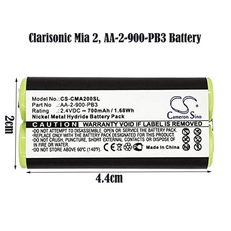 Cameron Sino 2.4V 700mAh / 1.68Wh Replacement Battery for Clarisonic Mia 2, AA-2-900-PB3