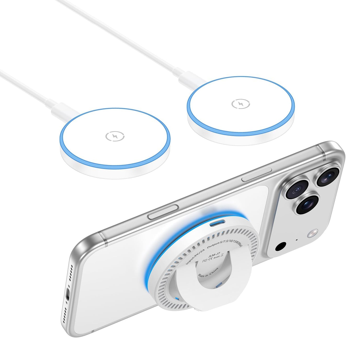 MagSafe Charger 2 Pack - 15W Magnetic Wireless Fast Charger with Foldable Kickstand | Compatible with iPhone 17/16/15/14/13/12 & AirPods