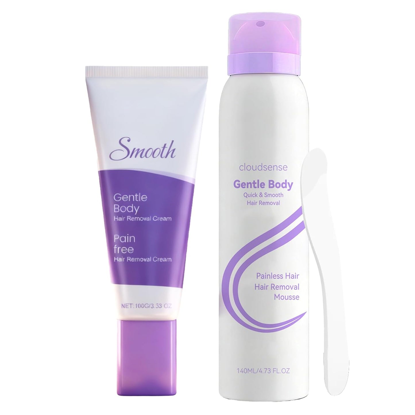 Hair Removal Cream & Mousse Combo Set - Fast-Acting Depilatory for Women & Men | 100g Tube + 140ml Foam with Scraper