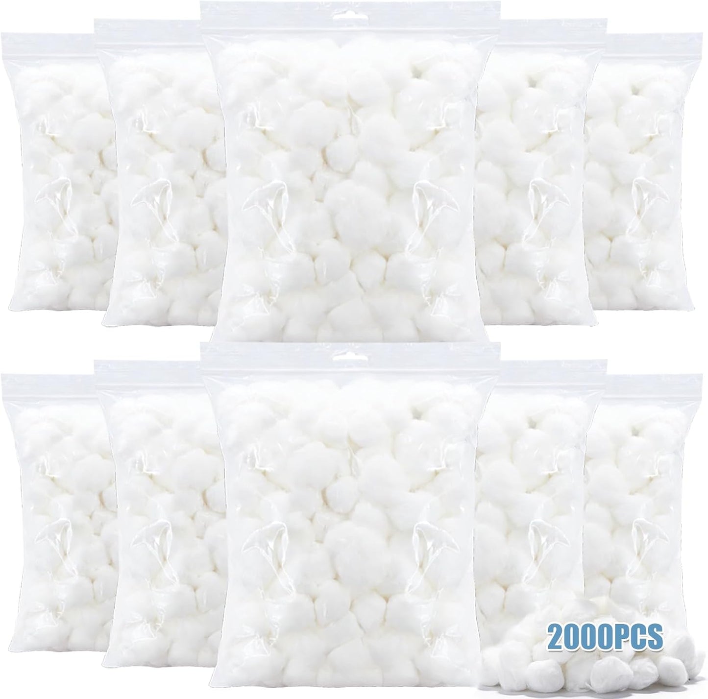 2000 Pcs Cotton Balls - Large Bulk Absorbent Hypoallergenic Soft Cotton for Face, Baby Care, Makeup & Crafts