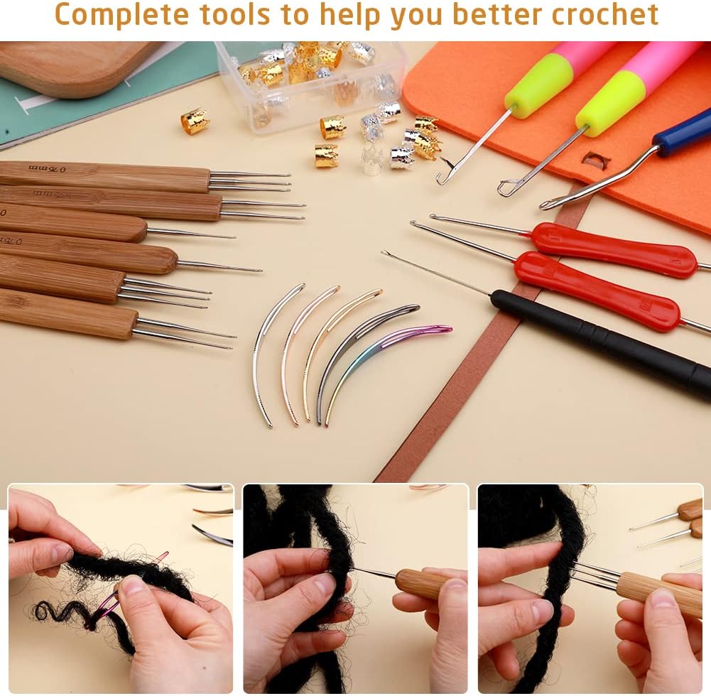 Dreadlock Crochet Hook Set - 48 Pcs Crochet Needles with Case | Various Sizes for Hair Braiding