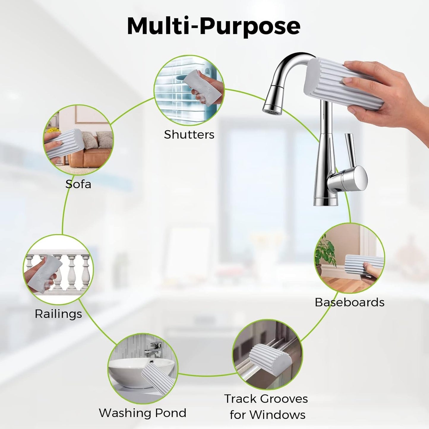 2 Pack Damp Dusting Sponge Duster, Sponge Cleaning Brush, Reusable Household Cleaner Sponges Tool for Cleaning Blinds, floorboards, Fan Blades, Glass, Window Track Grooves, Grey