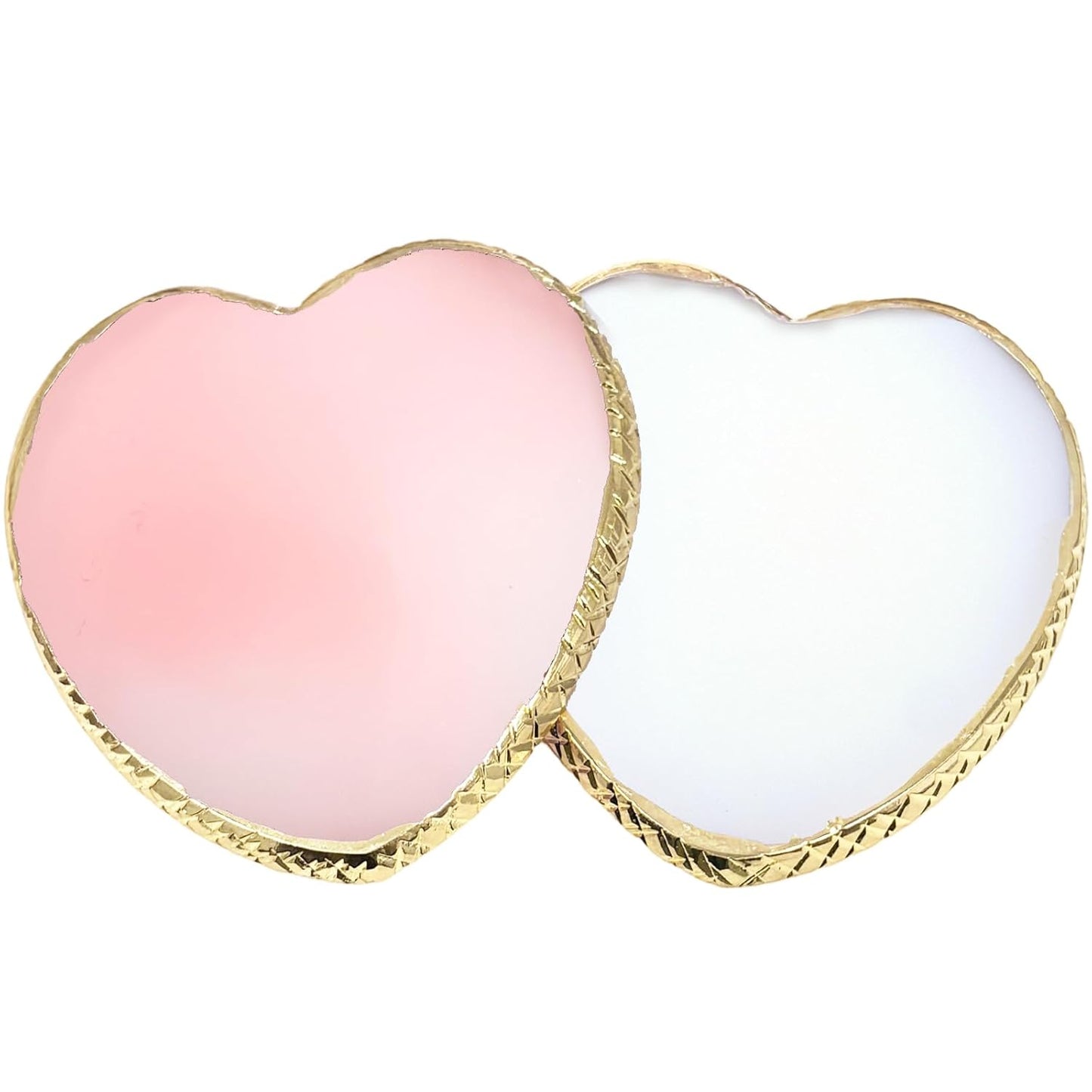 Resin Nail Art Palette Set - Heart Shaped Mixing Tools with Gold Edge | 2 Pcs White & Pink Display Board