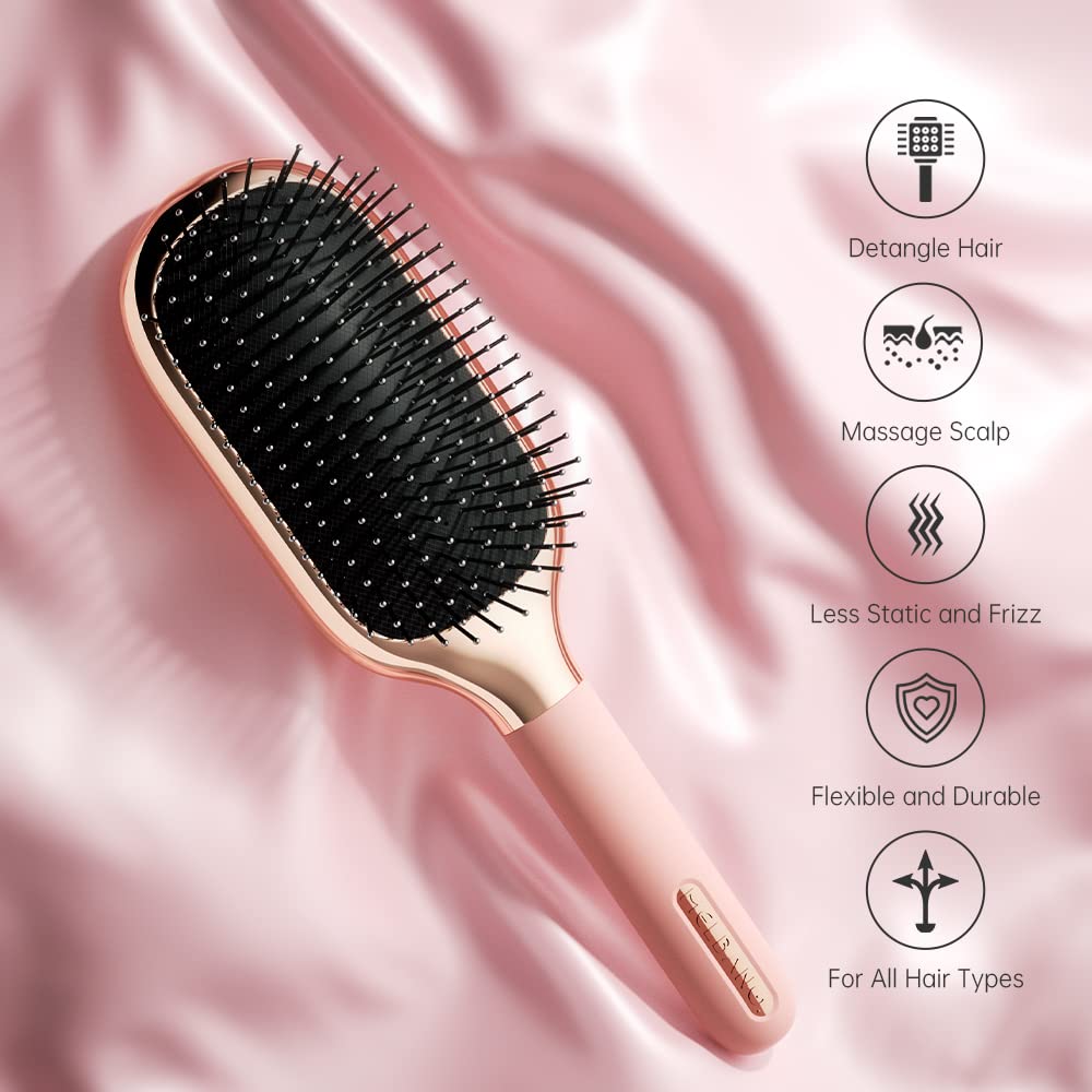Hair Brush for Thick Curly Hair - Paddle Brush for Smooth, Shiny Hair | Suitable for Wet & Dry Use