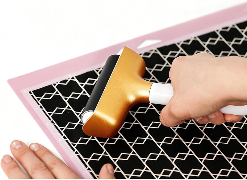 AOUWEY Brayer Roller & Mat Tweezers Remover Tool Set and for manually Rolling and applying Adhesive