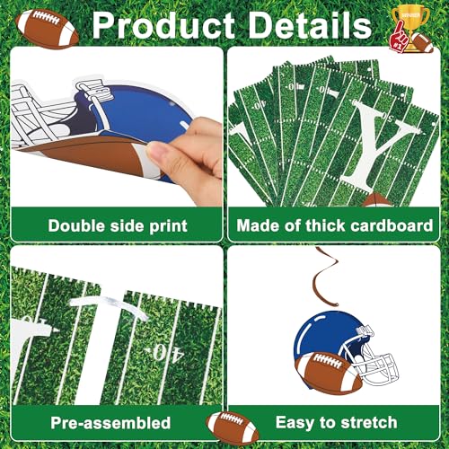 Football Birthday Party Decorations - Pre-Strung Banner & Swirls
