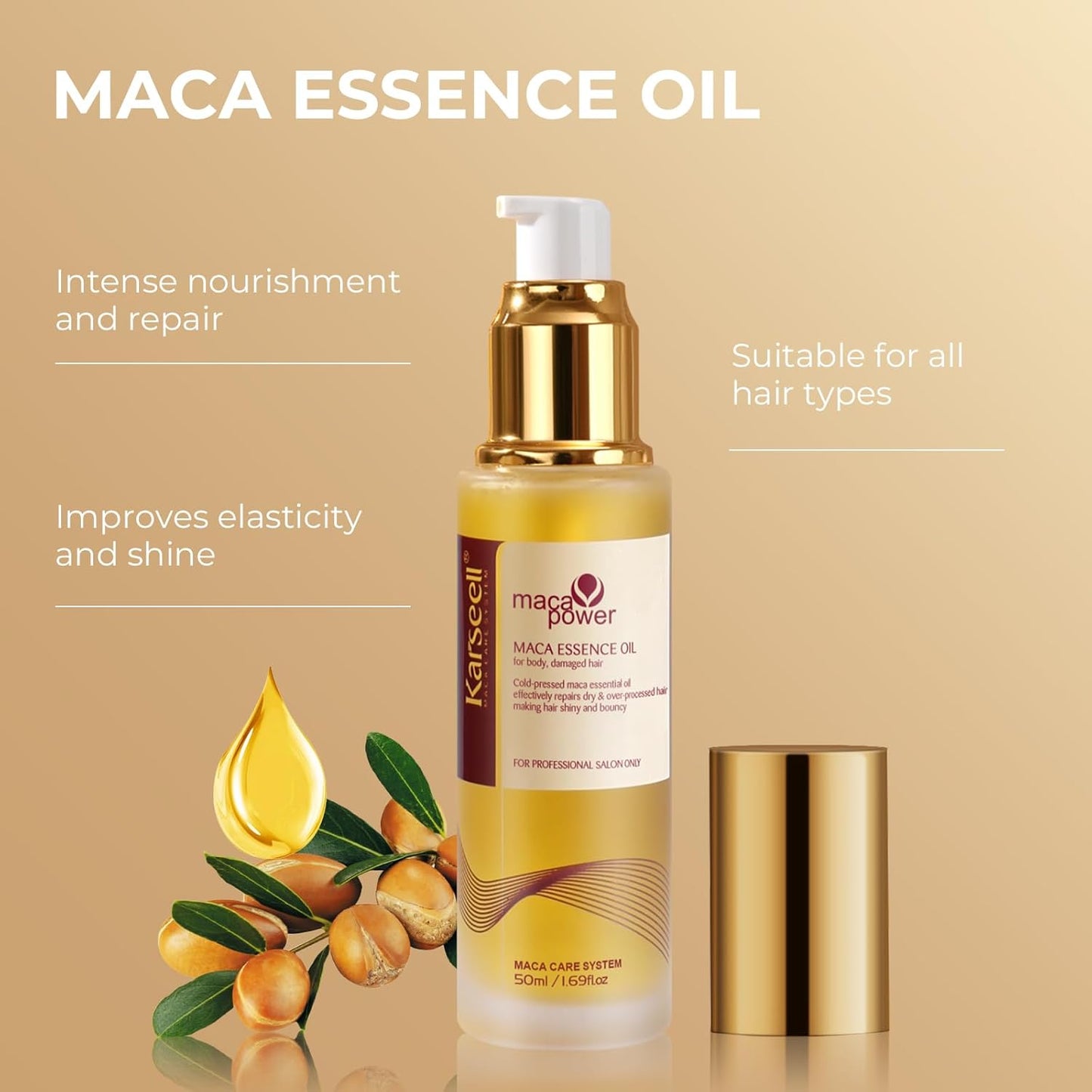 Collagen Hair Treatment Set - Deep Repair Mask & Argan Oil for All Hair Types | 2 x 16.9oz + 1.69oz