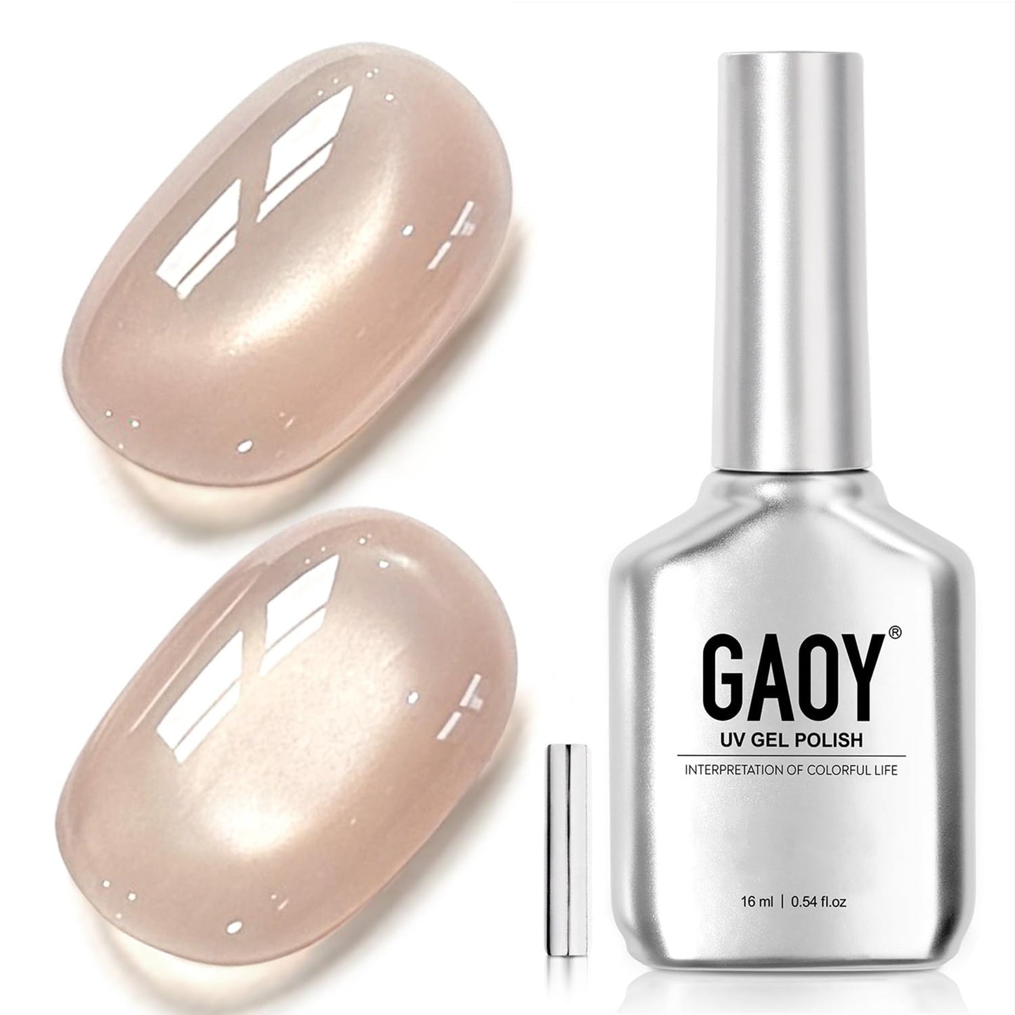 Glassy Cat Eye Gel Nail Polish - 16ml Holographic UV Gel with Magnet | Silvery Moonlight Reflective Finish